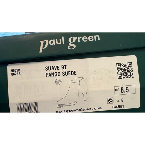 Paul Green Suave Fango Suede High Heel Ankle Boots Almond Toe Size 8.5 NWB - Picture 10 of 12